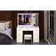 preview thumbnail 27 of 34, Makeup Vanity with XL Lighted Mirror & Stool, 7 Drawers Bedroom Vanity Desk White-Glass top