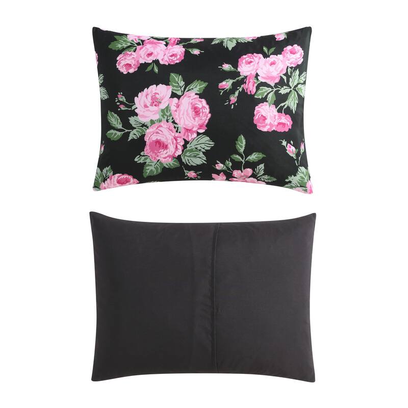 Betsey Johnson Garden Floral Pink Bonus Reversible Comforter Set