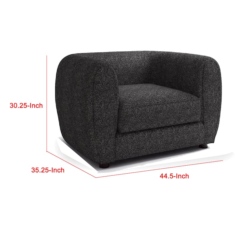 Dly Sofa Chair, Black Boucle, Wood Frame Tuxedo-Inspired Design