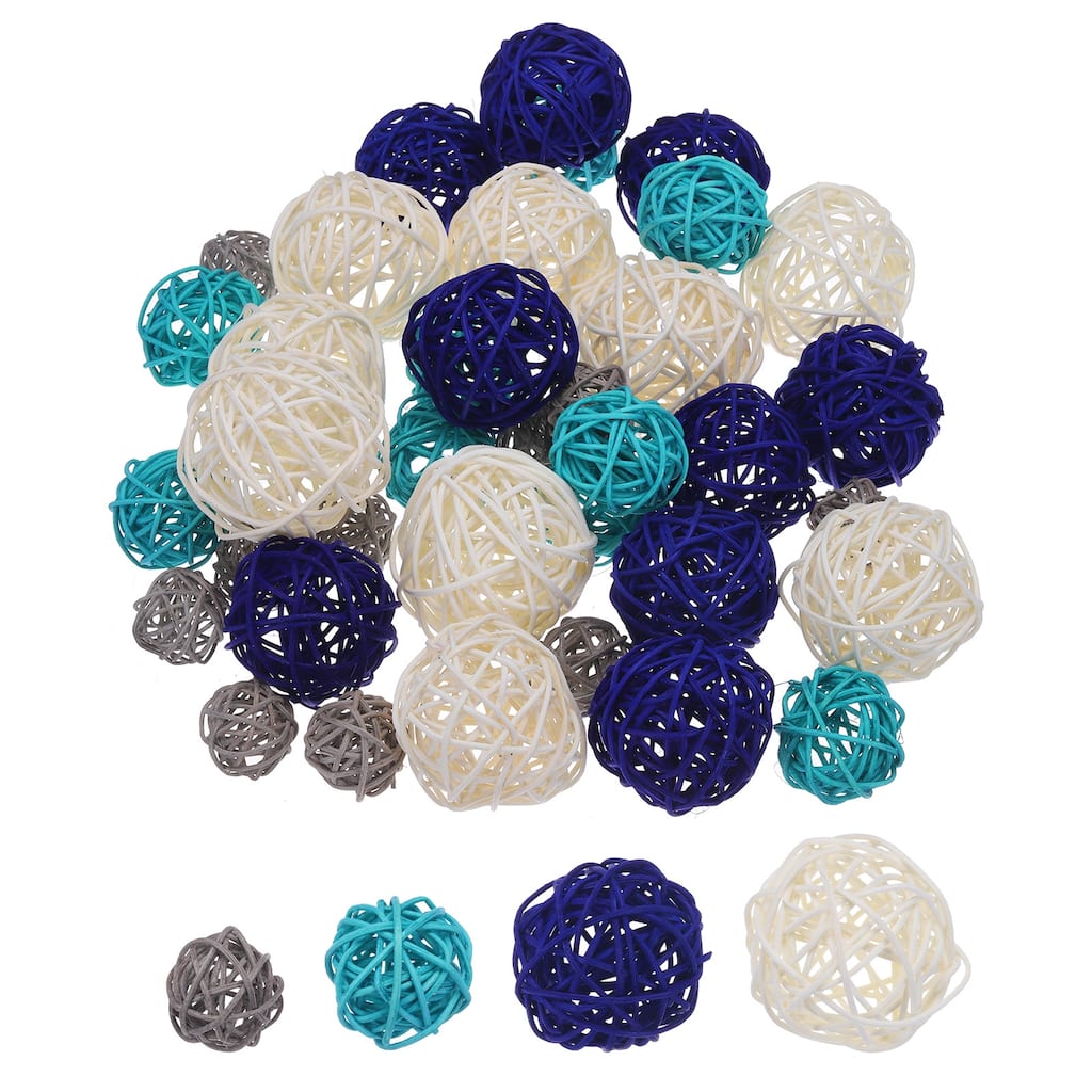 36 Pcs Vase Filler Decorative Balls, 2.4/2/1.6/1.2" Wicker Rattan Decor, Balls Bowl Fillers