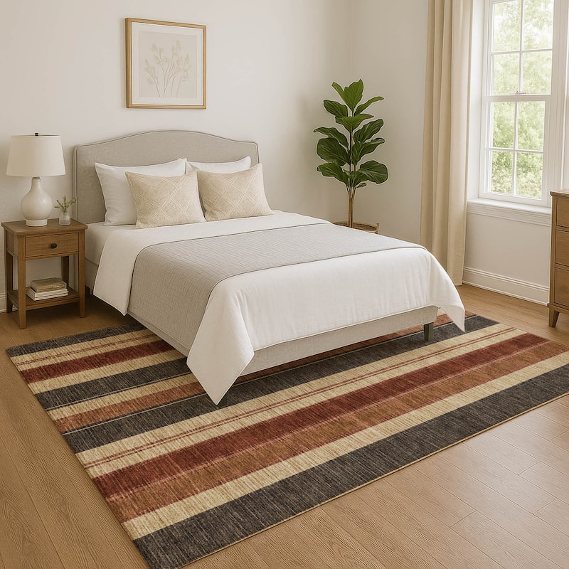 Premium Washable Super Soft Modern Stripe Mayfield Rug - Chocolate - 8' x 10'