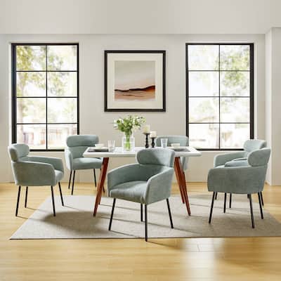 Amos Modern Boucle Dining Chair with Adjustment Feet Set of 6 by HULALA HOME