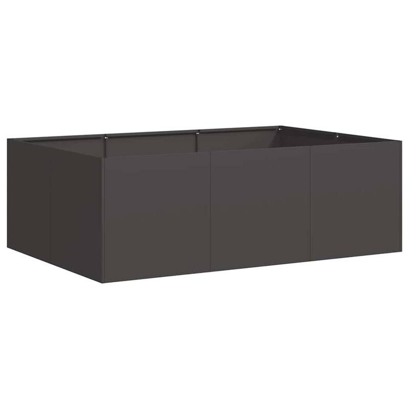 vidaXL Planter Black Cold-rolled steel Large Planter Rectangular - 31.5 x 47.2 x 15.7 in