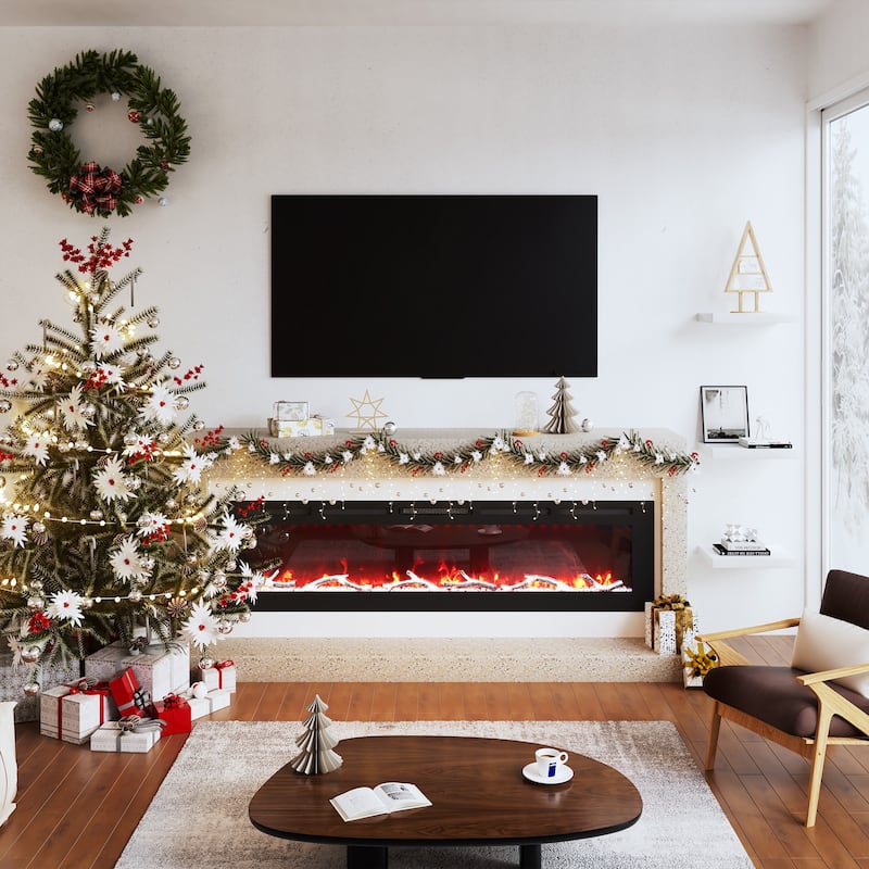 Clihome 42-72 inch Wall-mounted w/ RC (1500W) Electric Fireplace