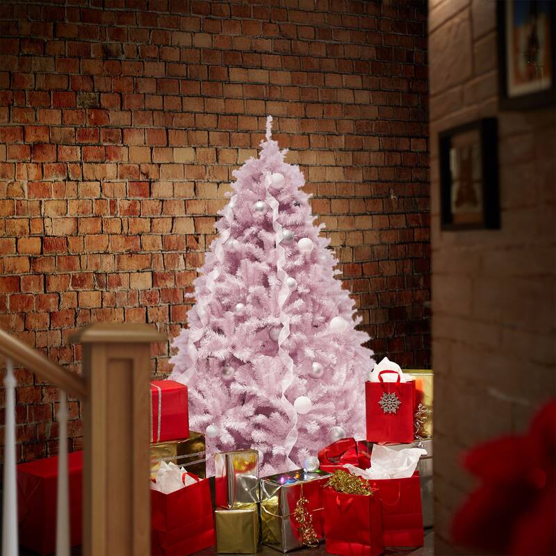 45ft Pink Spruce Artificial Holiday Christmas Tree with Metal Stand - 4.5 ft