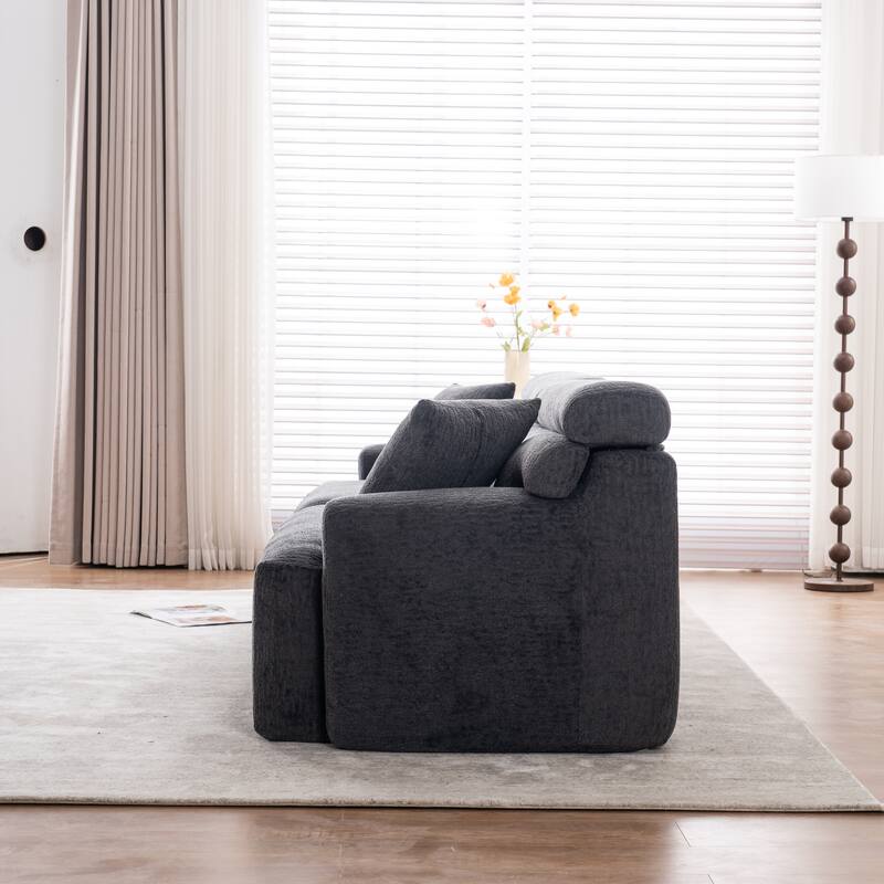 103.2" Fabric 4-Seater Sofa, Raised Back, 2 Pillows and Deep Seat Design