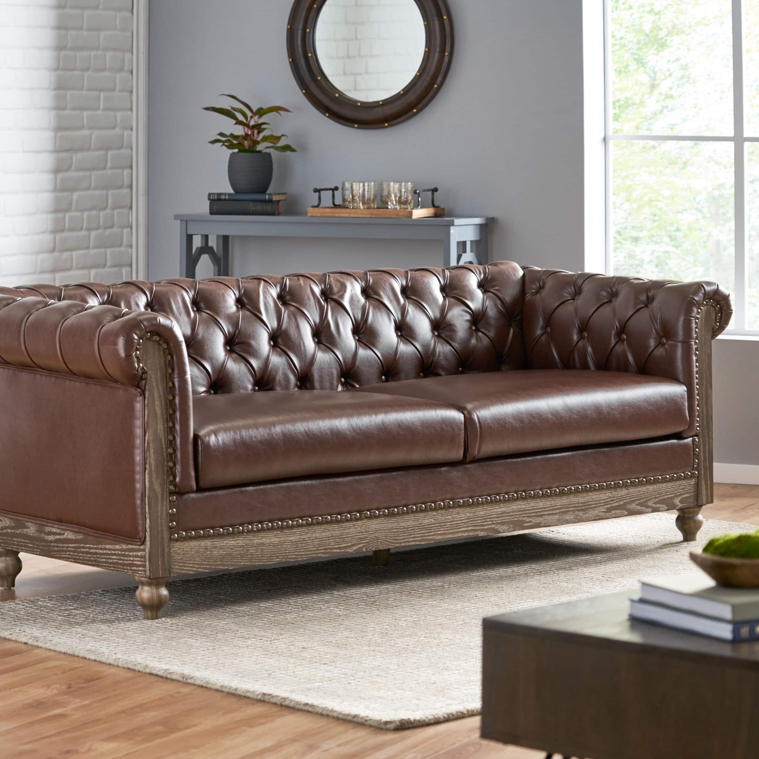 Option Faux Leather + Dark Brown, Natural
