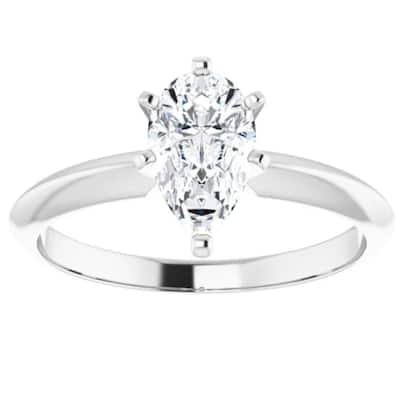 1Ct Pear Moissanite Solitaire Engagement Ring 14k Rose Gold