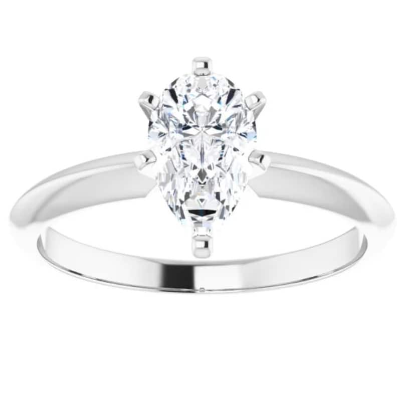 1Ct Pear Moissanite Solitaire Engagement Ring 14k Yellow Gold