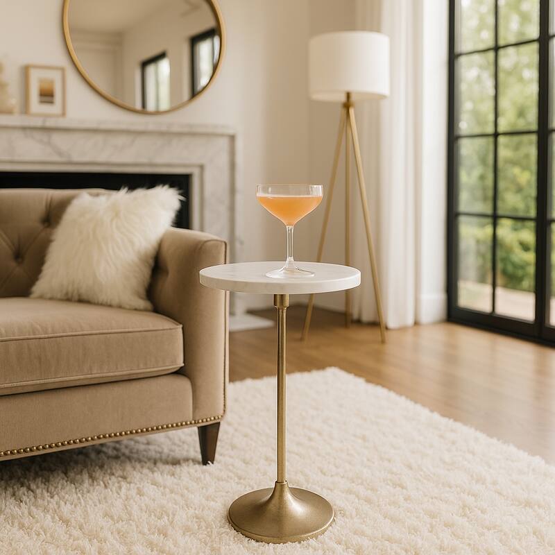 Modern Small Accent End Table with Metal Base - 27"