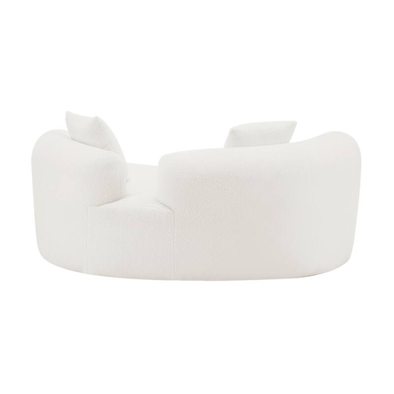 66.93 Inch Curved Loveseat, White Teddy Velvet, Foam+Spring, No-Assembly, 350 lbs Capacity
