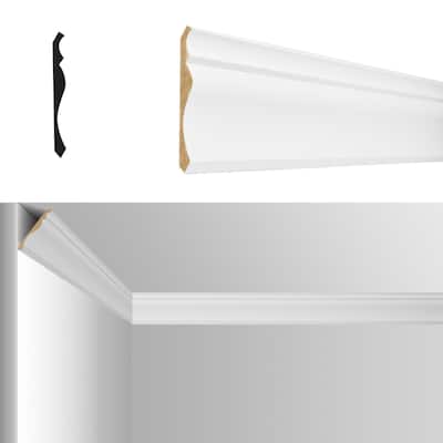 Art3d 96'' x 5.31'' MDF White Crown Molding, Set of 4