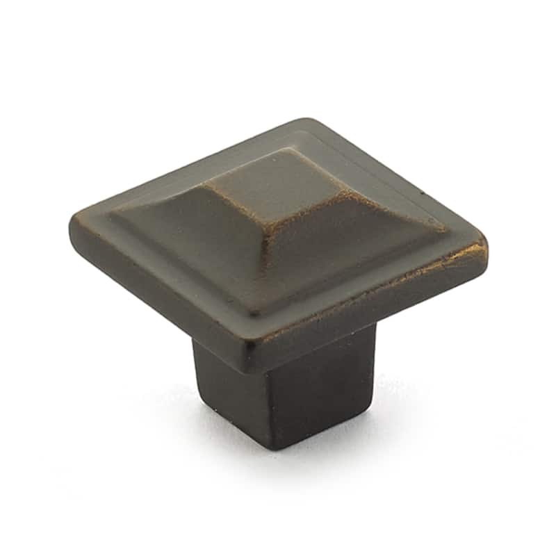 Schaub and Company Menlo Park 1-1/4 Inch Square Pyramid Cabinet Knob - Ancient Bronze