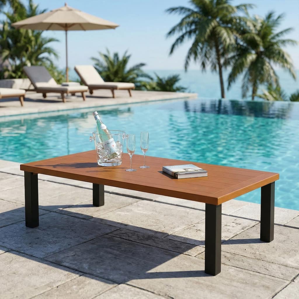 Aluminum Outdoor Coffee Table Rust-Proof Frame | 350 lbs Weight Capacity | Spacious 47" Tabletop | Quick Assembly