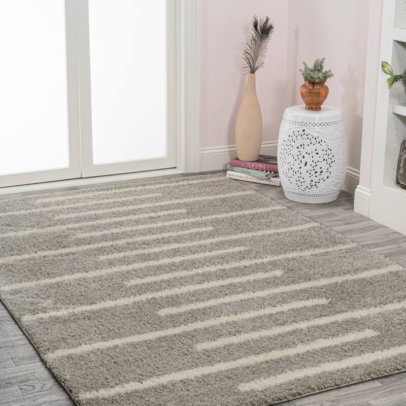 JONATHAN Y Cristo Berber Stripe Shag Area Rug