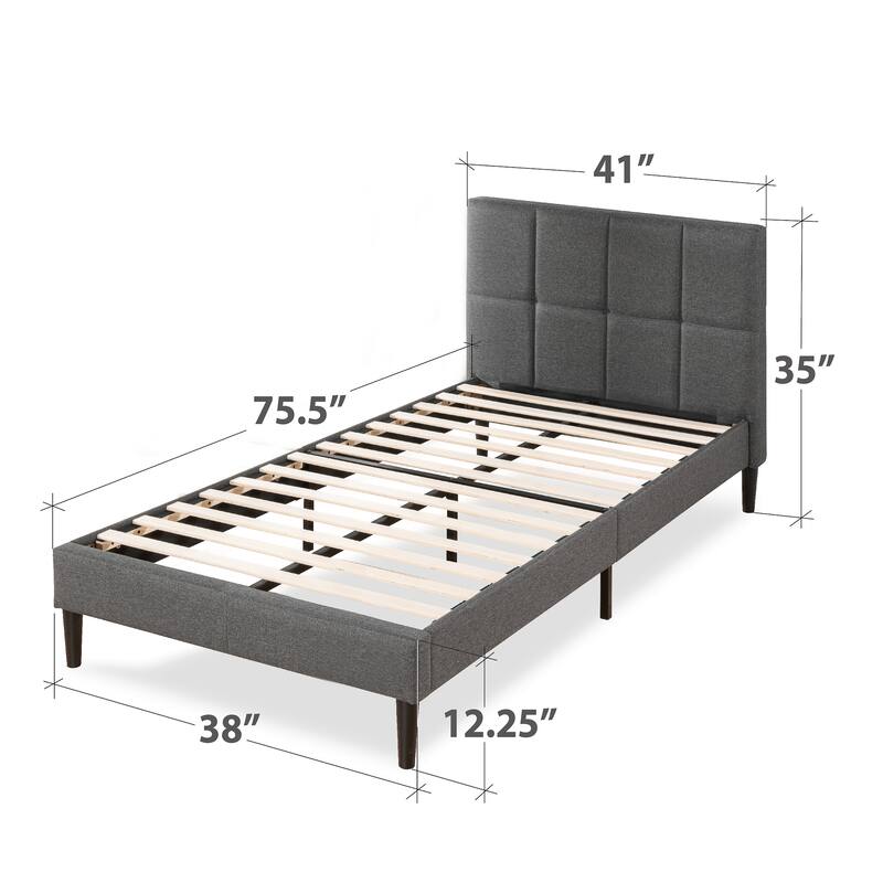 Priage by ZINUS Upholstered Square Stitched Platform Bed Frame