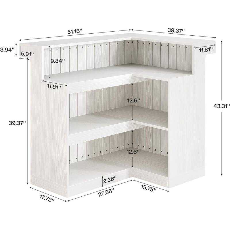 Industrial L-Shaped Corner Home Bar Cabinet with Wine Glass Racks