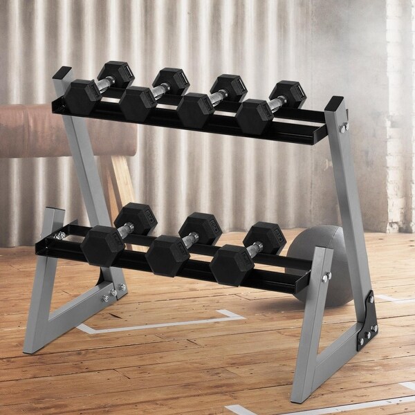 A 3-Tier Dumbbell Storage Rack Stand Multilevel Hand Weight Tower for Dumbbell Organization Dumbbells Holds Storage Rugged Holds 30 Pounds Dumbbell Rack 