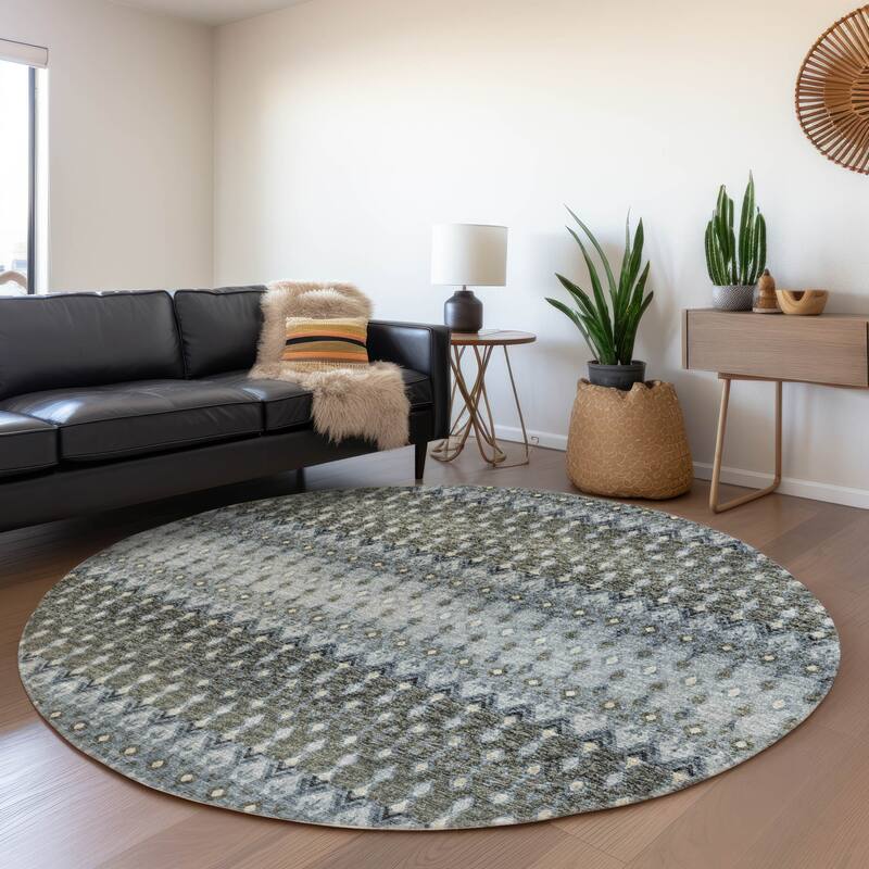 Premium Washable Super Soft Boho Moroccan Mayfield Rug - Moody - 8' x 8' - Round