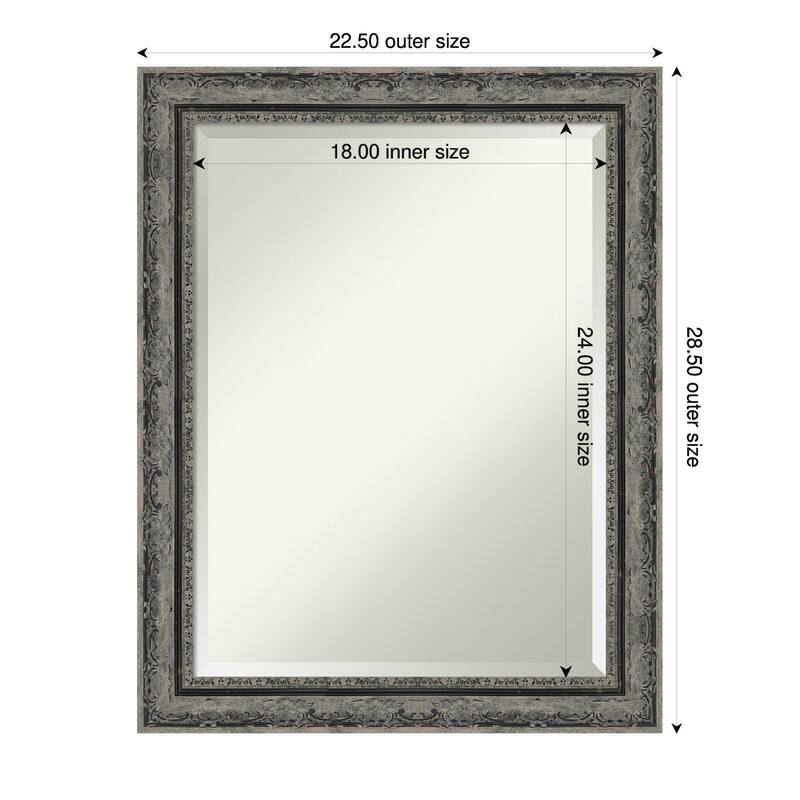 Filigree Beveled Framed Wall Mirror - 23 x 29 in - Filigree Matte Black