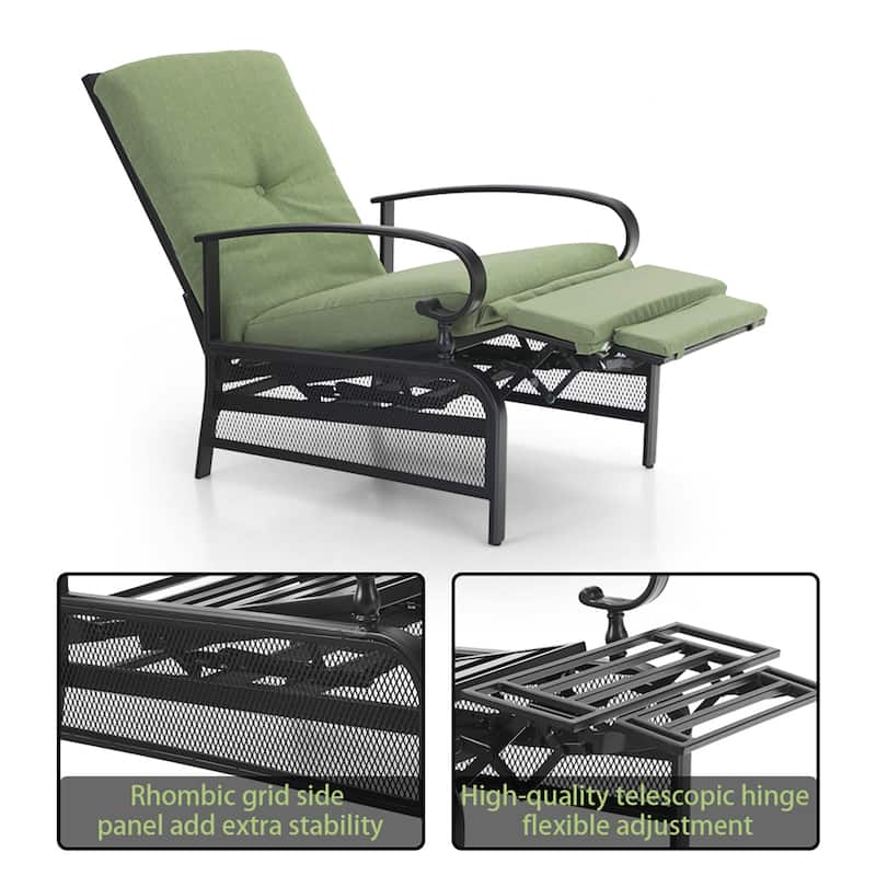 MAISON ARTS Adjustable Recliner Lounge Chair & Bistro Table Set - Perfect for Outdoor, Patio, Garden, and Porch