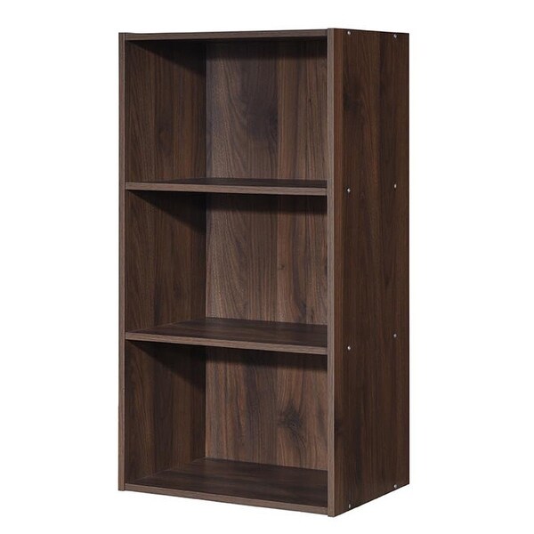 3 Open Shelf Bookcase Modern Storage Display Cabinet - Walnut
