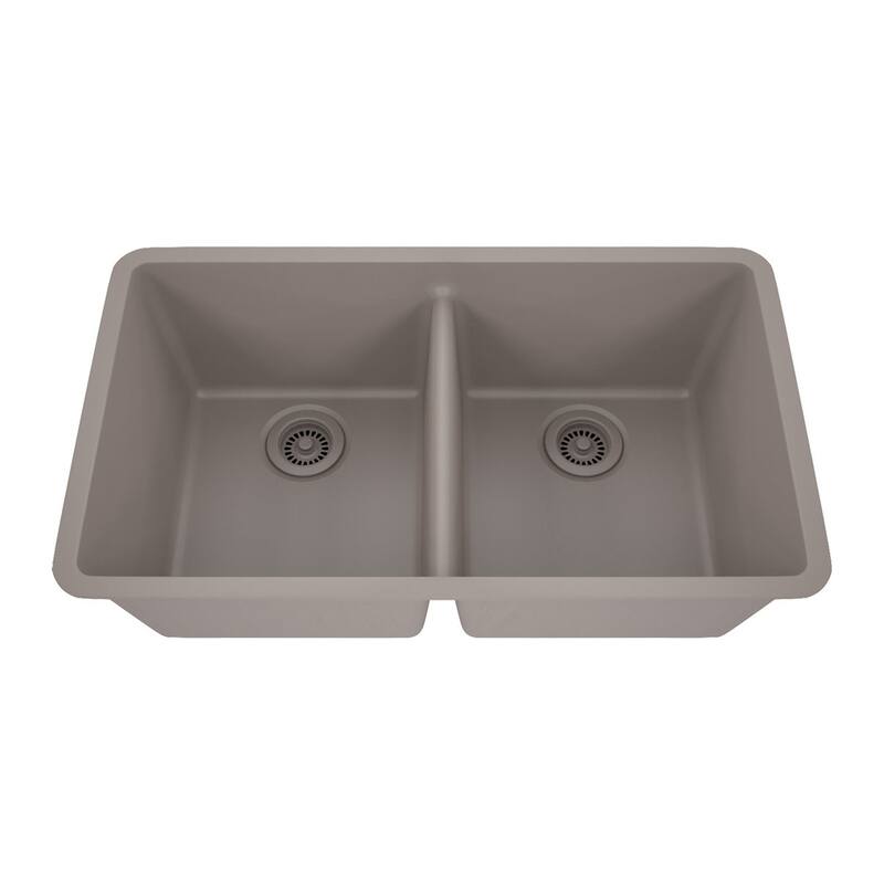 Lexicon Double Bowl 50/50 Undermount Granite Kitchen sink Galaxy Concrete - 19" W x 32" L x 9.75" H