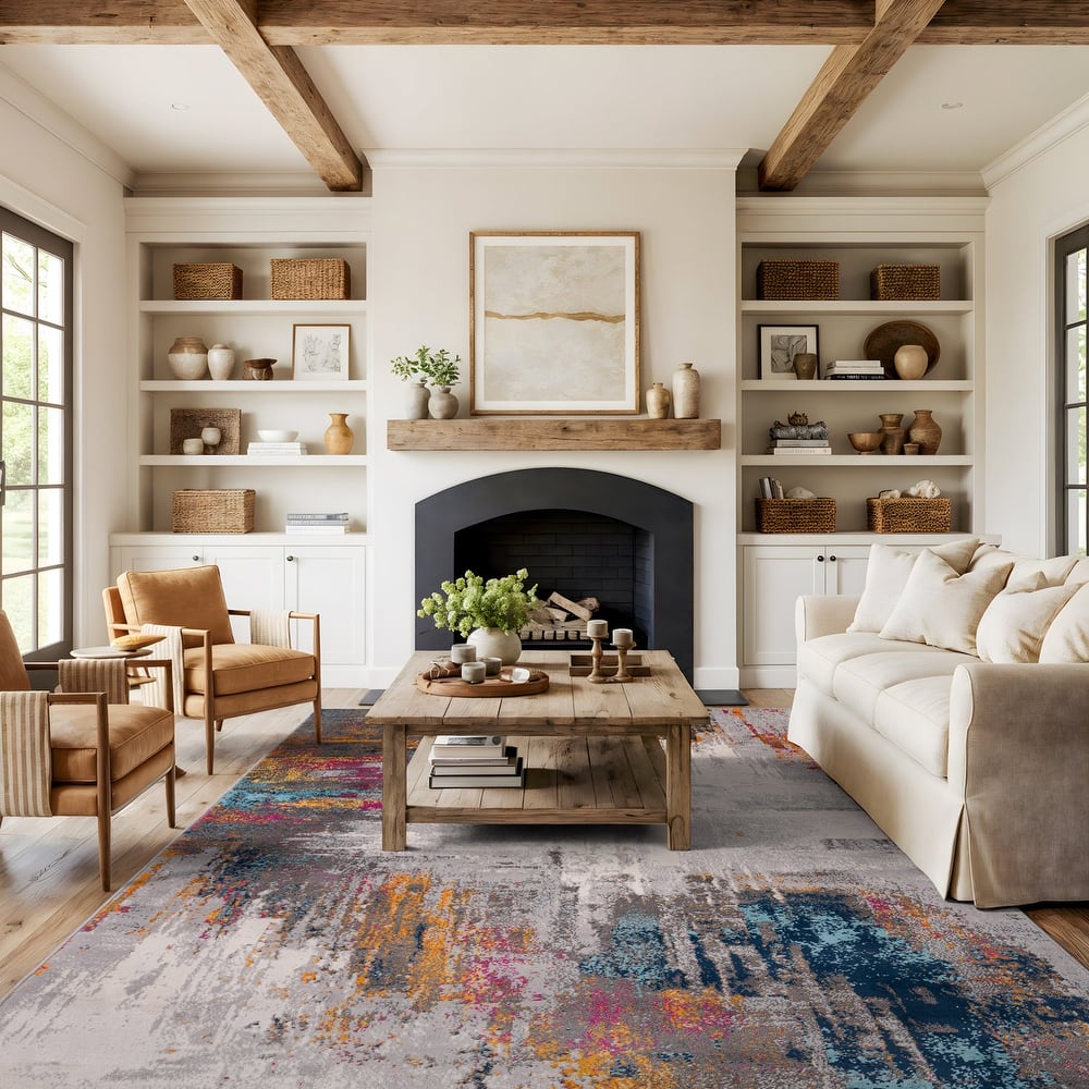 World Rug Gallery Bari Contemporary Abstract Art Area Rug