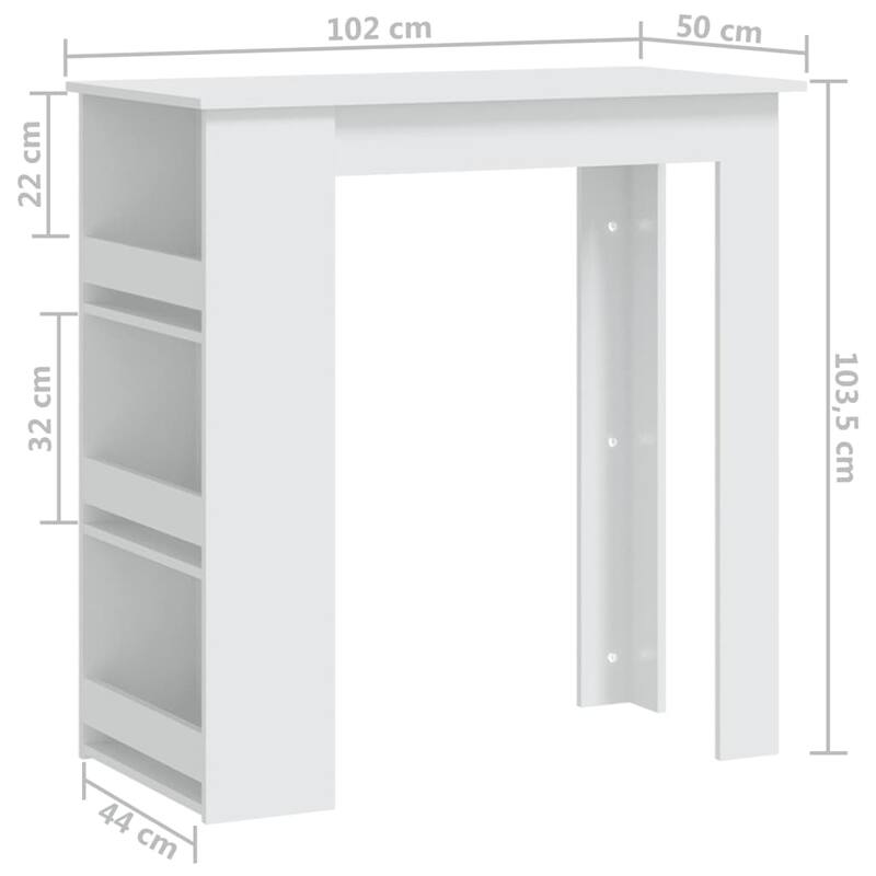 vidaXL Bar Table Kitchen Pub Bistro Table with Storage Rack Engineered Wood - 40.2" x 19.7" x 40.7"