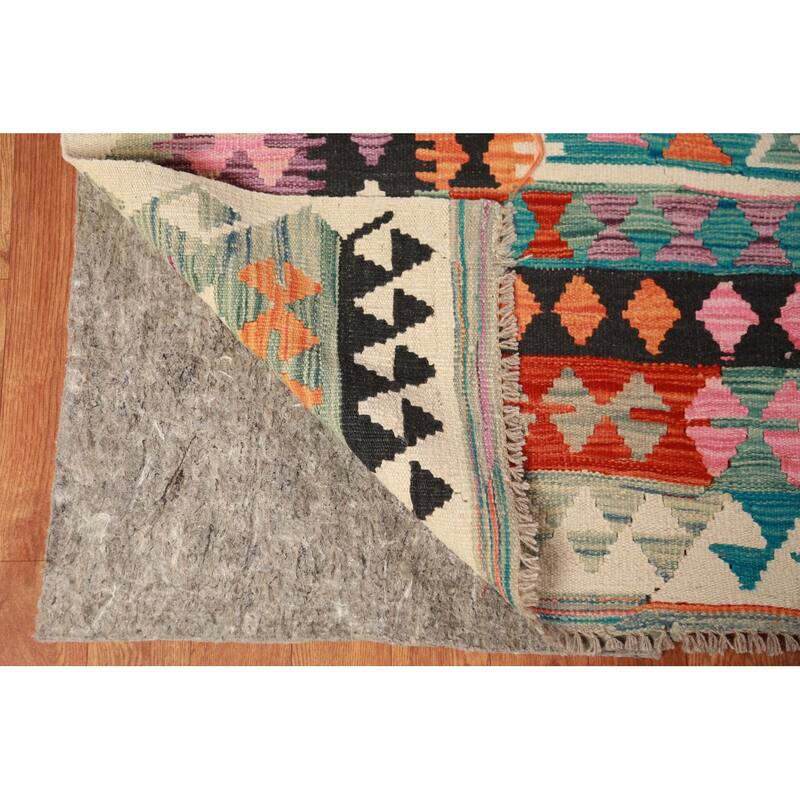 Reversible Kilim Oriental Area Rug Flatweave Living Room Wool Carpet - 9'9"x 13'1"