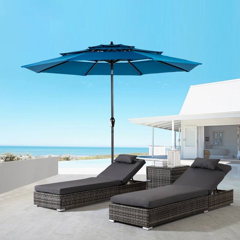 Topcraft 10ft Aluminum 3 Tier Tiltable Market Umbrella