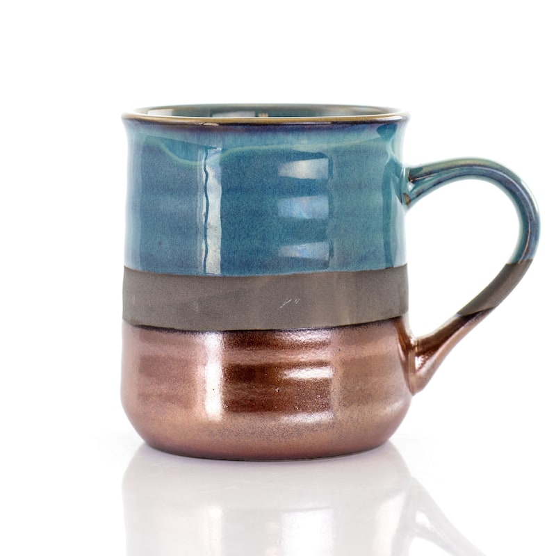 Gibson Home Copper Tonal 4 Piece 18 Ounce Round Stoneware Mug Set