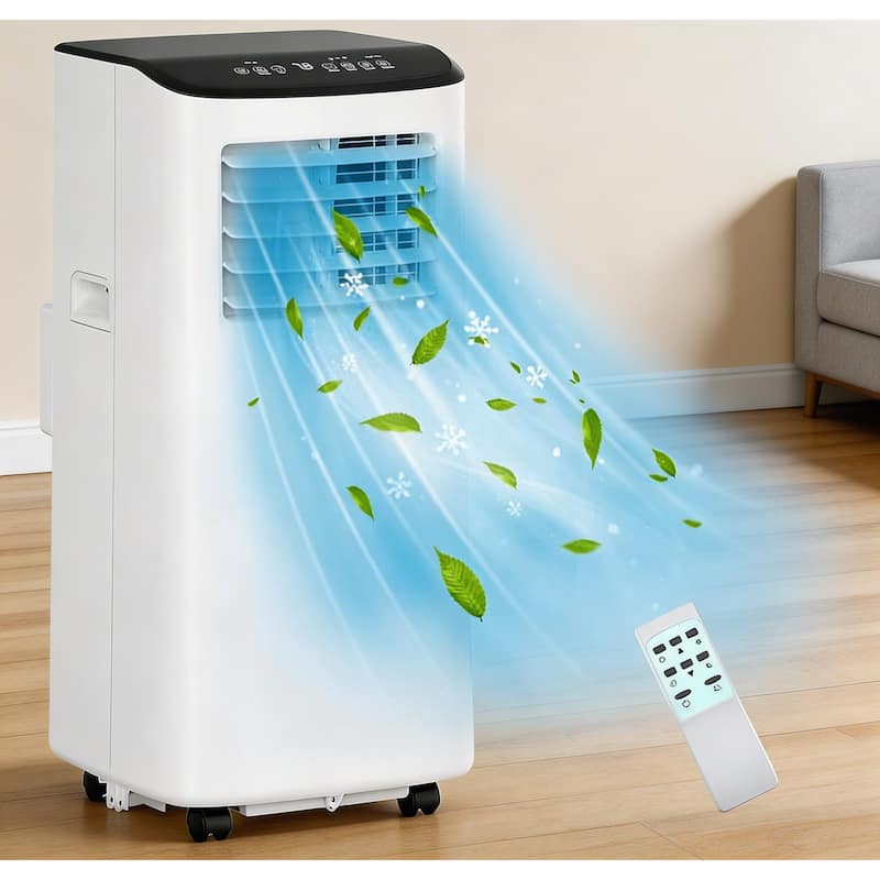 3-in-1 Air Conditioners, with Cooling, Fan, and Dehumidifier, 8000 BTU - Black