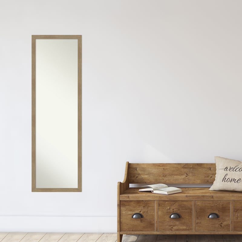 Woodgrain Stripe Non-Beveled Wood Framed Full-Length On the Door Mirror - Glass Size 14x48