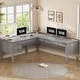 preview thumbnail 50 of 156, Farmhouse Executive L Shaped Desk Home Office Desk with Drawers and Storage Cabinet & Power Outlet