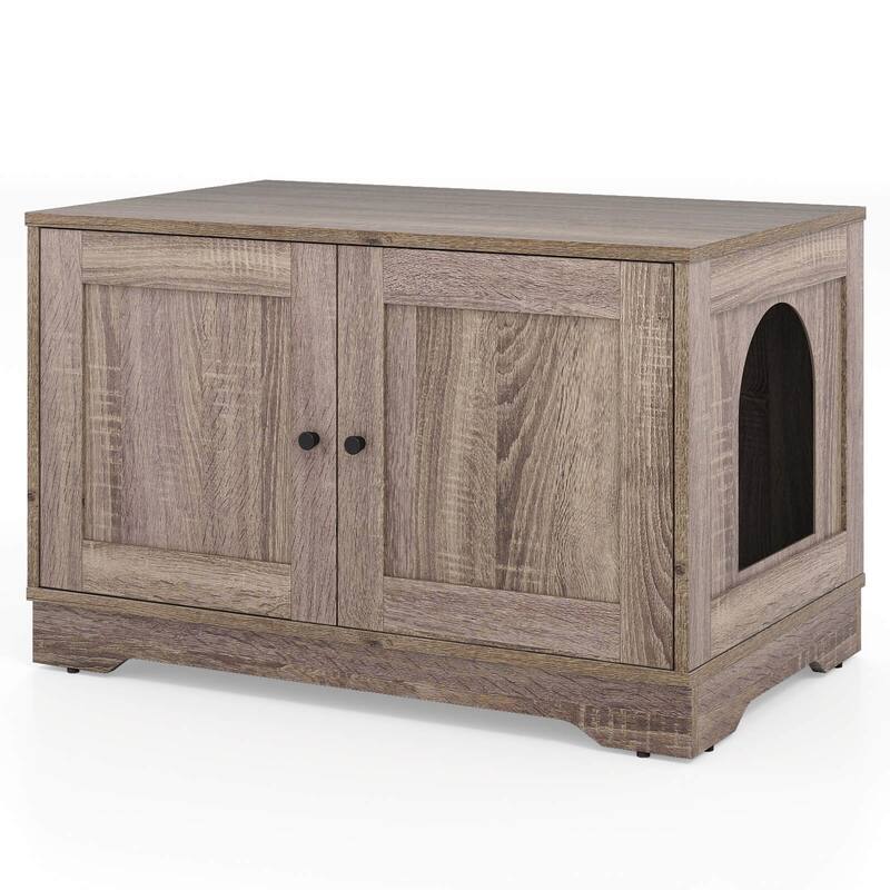 Costway Cat Litter Box Enclosure Furniture with Double Doors Divider - See Details