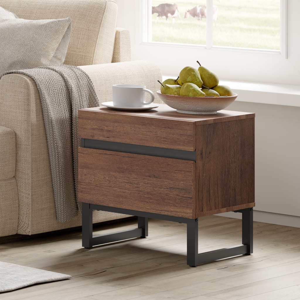 WAMPAT Modern End Table, Farmhouse Sofa Table, Wood Rustic Side End Table for Living Room, Nighstand for Bedroom