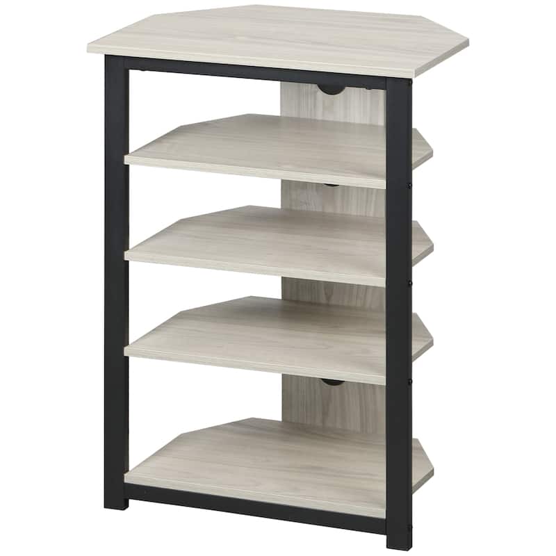 Grey 23.5" TV Stand with Storage Shelves and Steel Frame for Under 29 Inch TVs