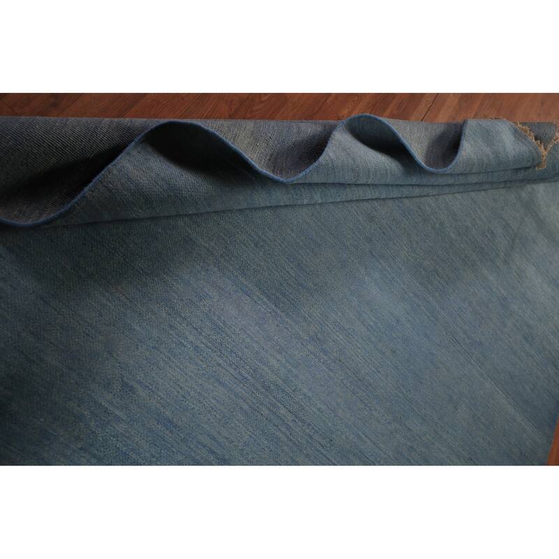 Blue Modern Gabbeh Oriental Area Rug Hand-Knotted Wool Carpet - 6'6" x 9'6"