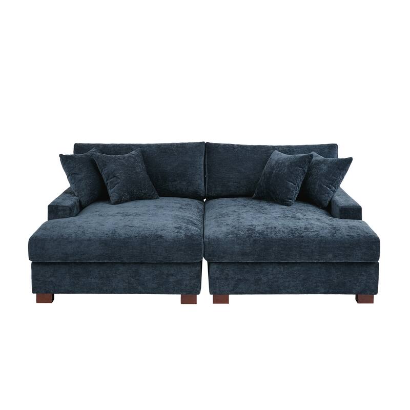 Oversized Chenille Modular Sectional Sofa With Deep Seat