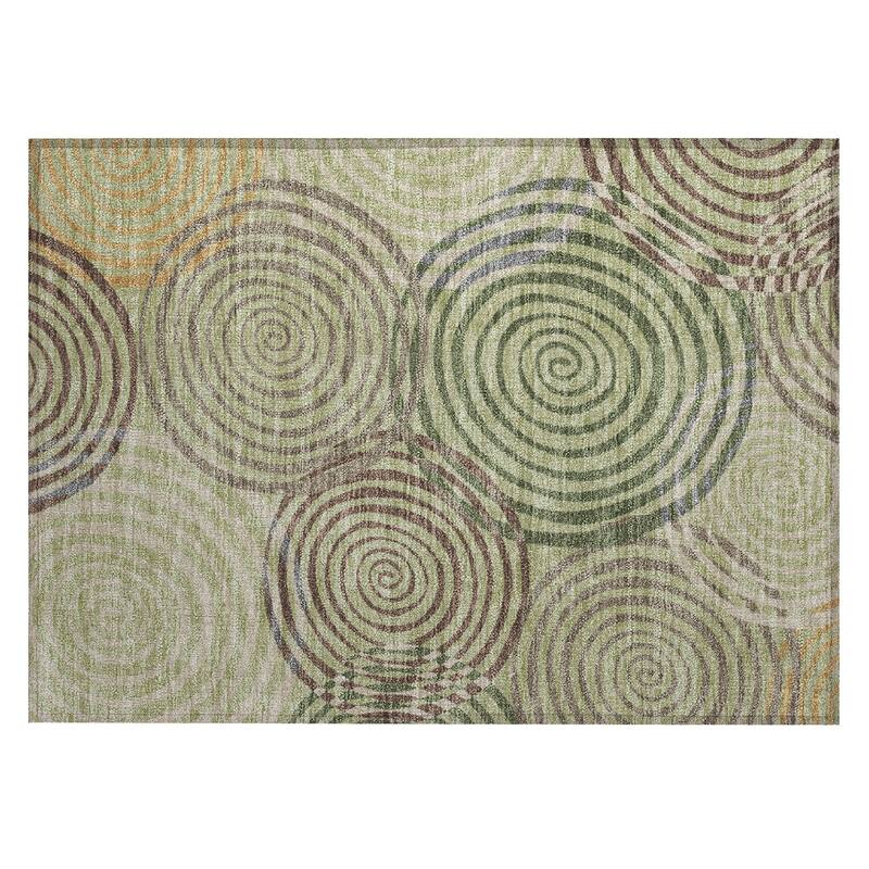 Machine Washable Indoor/ Outdoor Contemporary Swirls Chantille Rug
