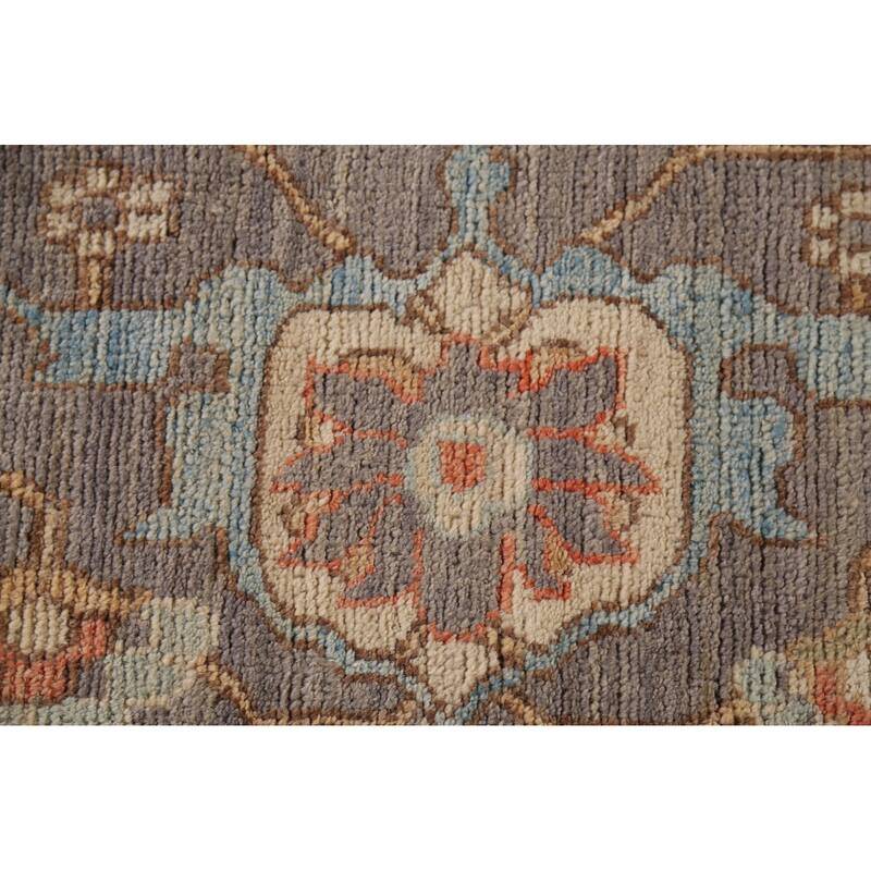 Vegetable Dye Oushak Turkish Large Area Rug Handmade Grey Wool Carpet - 10'2"x 13'9"