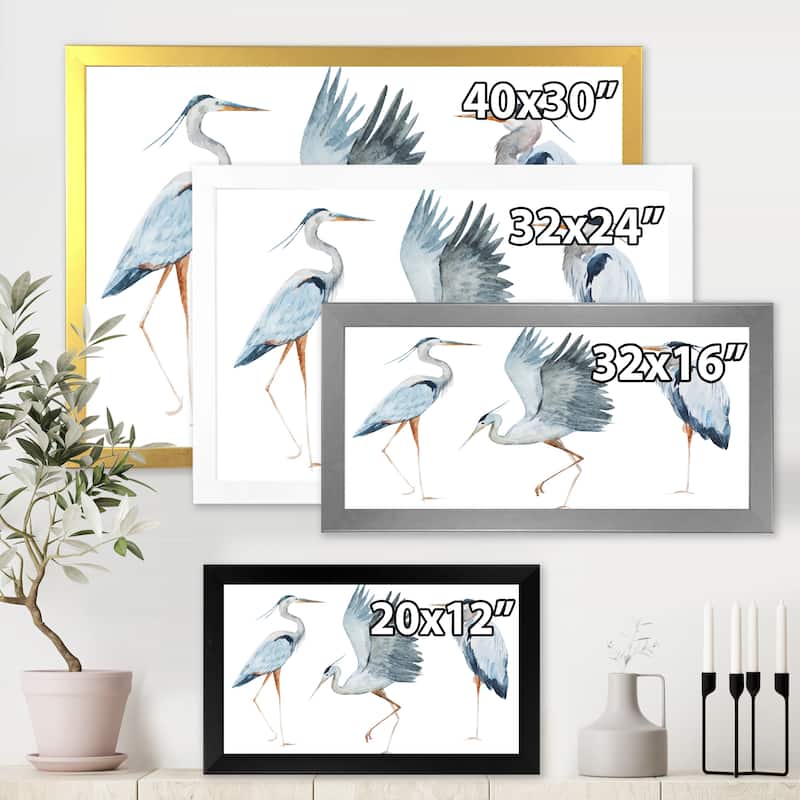 Designart "Heron Birds II" Traditional Framed Art Print