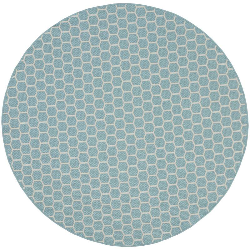 HomeRoots Geometric Modern Rectangle Outdoor Rug - 8' Round