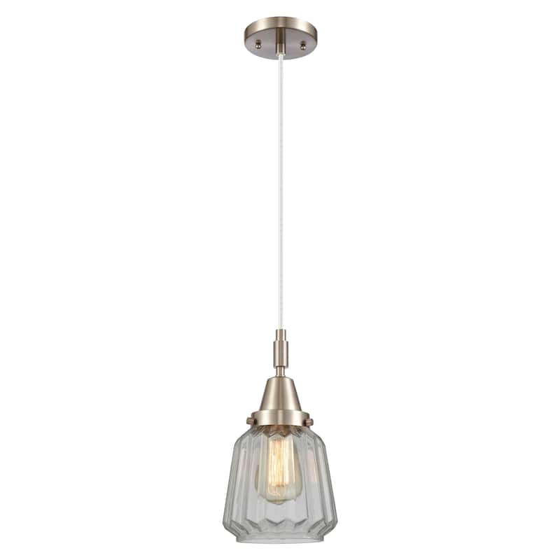 Innovations Lighting Downtown Urban - Caden Chatham - 1 Light 7" Cord Hung Mini Pendant - Clear Shade/Brushed Satin Nickel