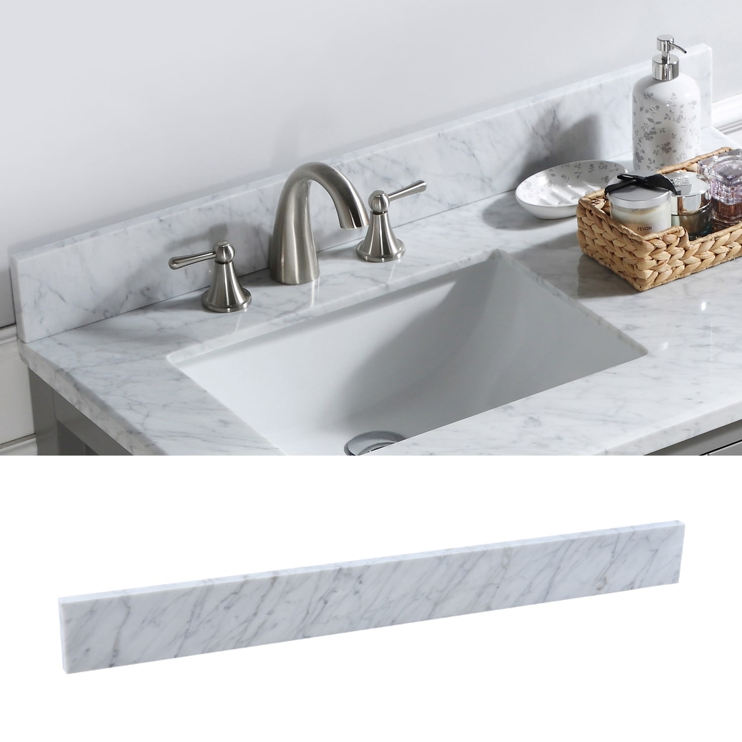 36 in. Marble Backsplash in Carrara White