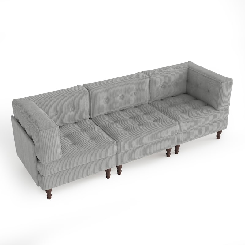Oversized Modular Sectional Corduroy Fabric Tufted Sofa