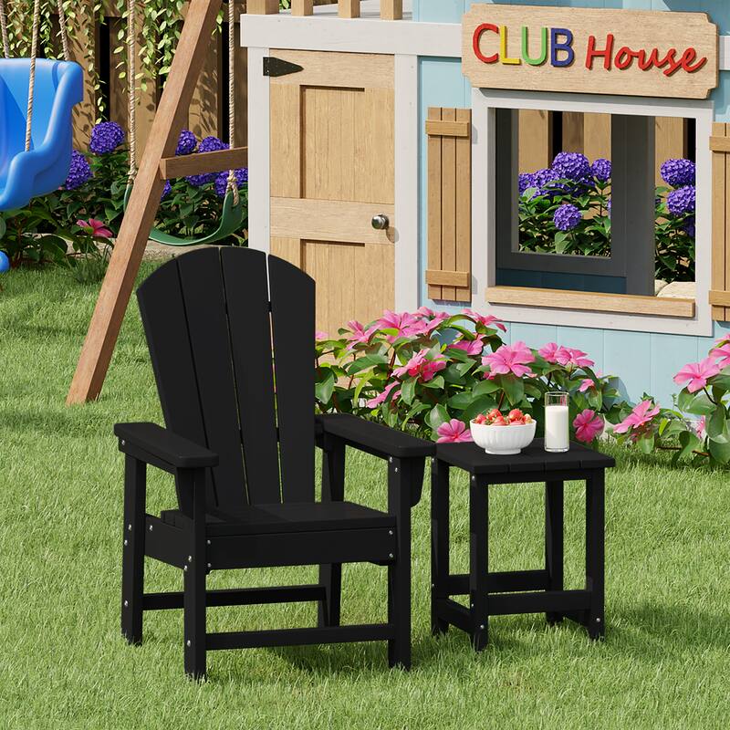 Laguna Kids Outdoor Poly Adirondack Chair With Side Table 2-Piece Set