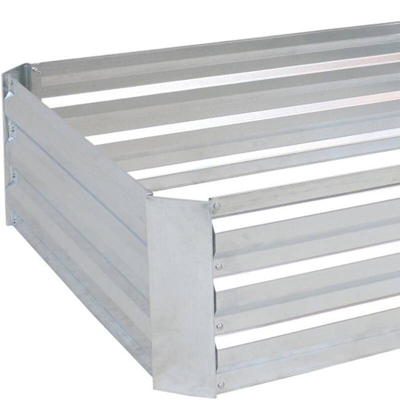 HomeRoots 12" X 48" Silver Steel Rectangular Raised Garden Bed