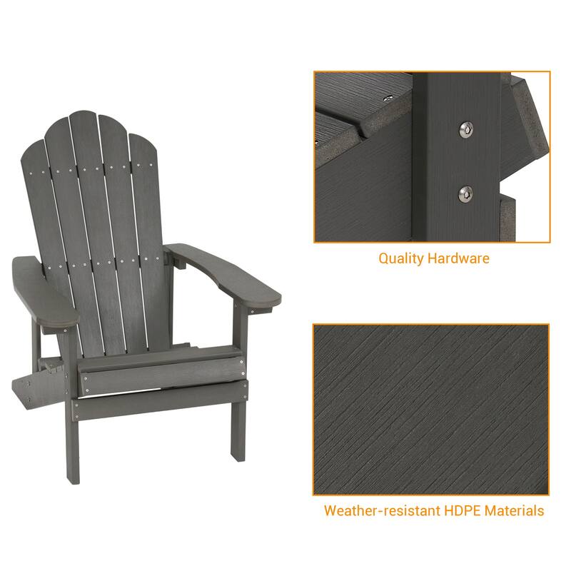 LIVOOSUN Adirondack Patio Chair Fire Pit Chair Weather Resistant